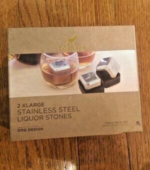 DogHaus Dog Design 2 XLarge Stainless Steel Liquor Stones Paw Print - New